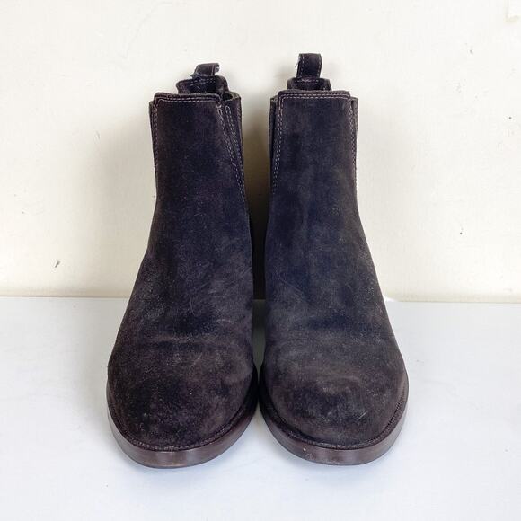 La Canadienne Ankle Boots Chelseas Dark Brown Suede Leather Bootie Womens 6.5 - Picture 2 of 8